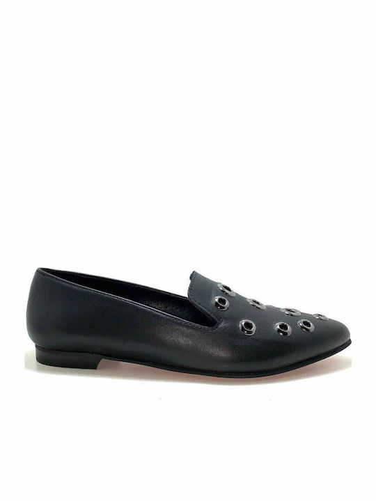 Leather Women's Moccasins in Black Color