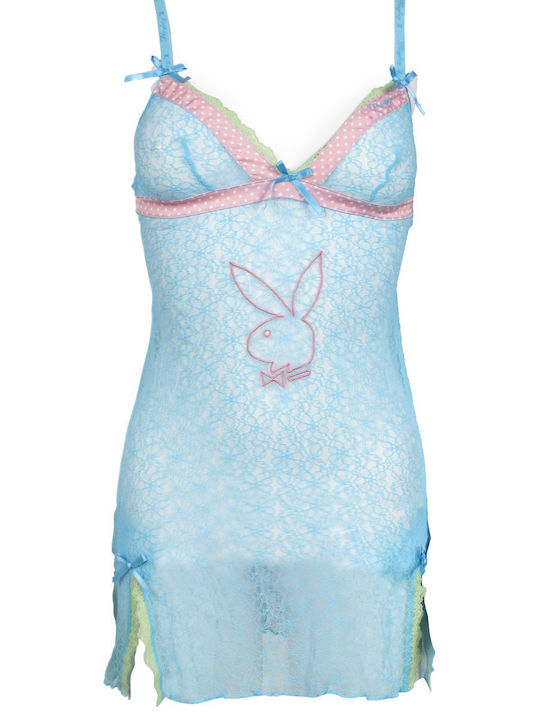 Playboy Set Pijamale pentru Femei Albastru deschis