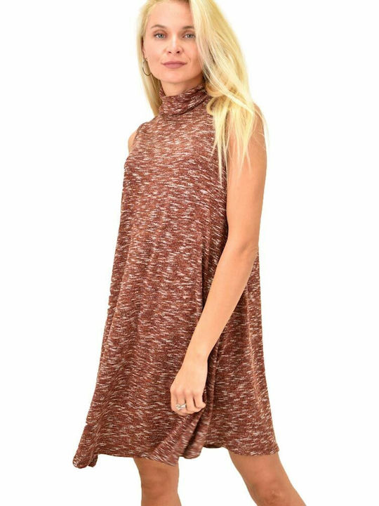 First Woman Mini Kleid Rollkragen Coffee