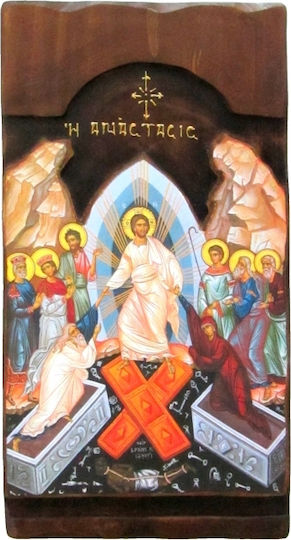 IconsGR Εικόνα Η Ανάσταση του Χριστού Ξύλινη 52x28εκ.