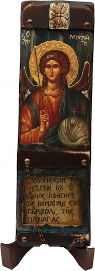 IconsGR Εικόνα Архангел Михаил Дърво 38x13см.