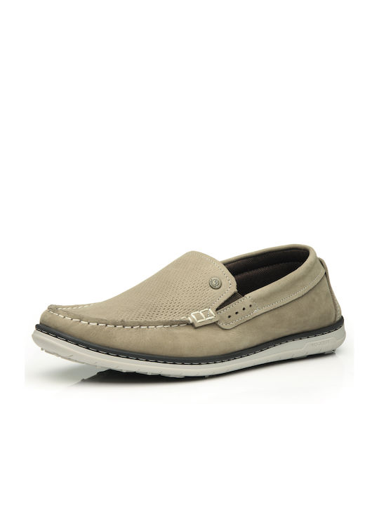 Pegada Men's Leather Moccasins Beige