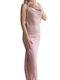 Fashion Vibes Midi Evening Dress Slip Dress Draped with Slit Pink