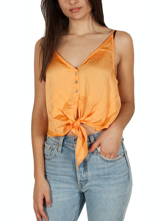 Free People Дамско Crop Top с Презрамки Orange.