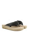 Leather Women's Flat Sandals in Black Color