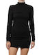 Superdry Neck Jersey Mini Rochie Black