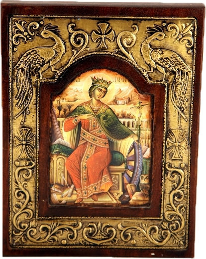 IconsGR Εικόνα Heilige Katharina Hölzernes 37x28cm