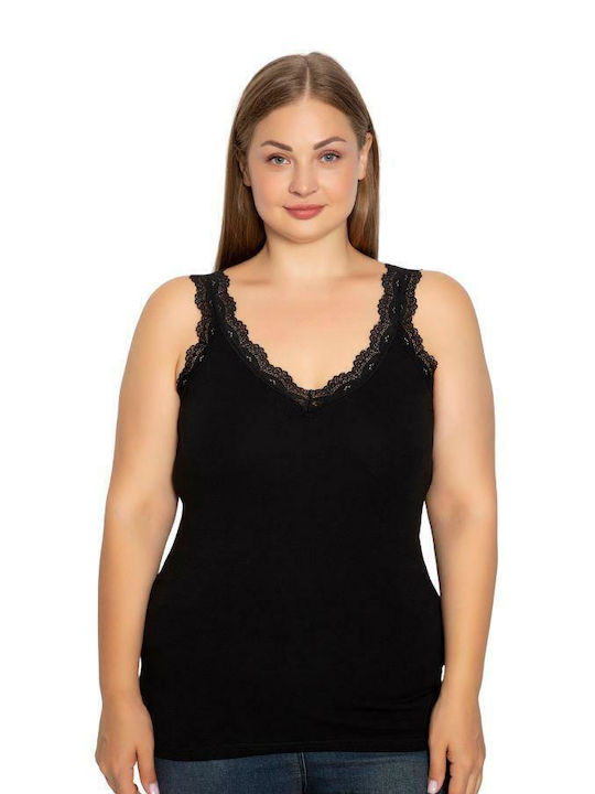 Women's T-Shirt with Spaghetti Strap Black