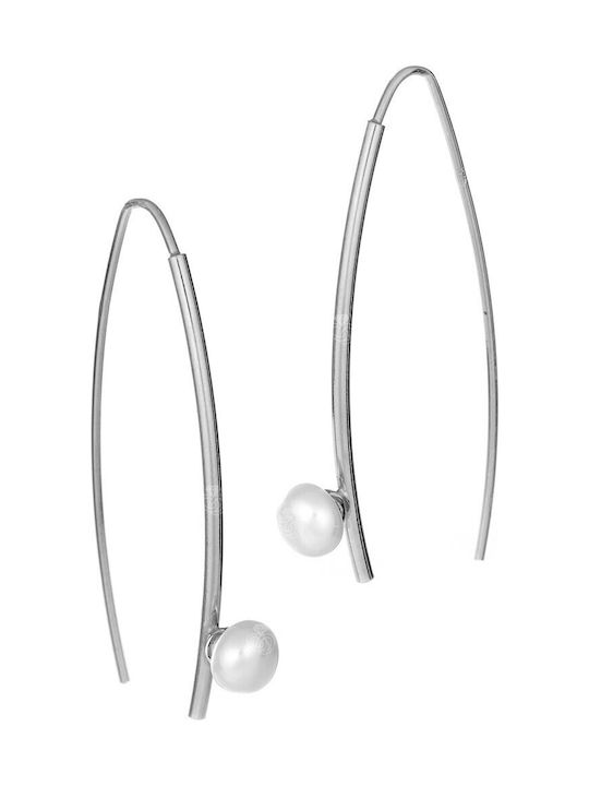 Χειροποίητα Earrings Pendants made of Silver with Pearls