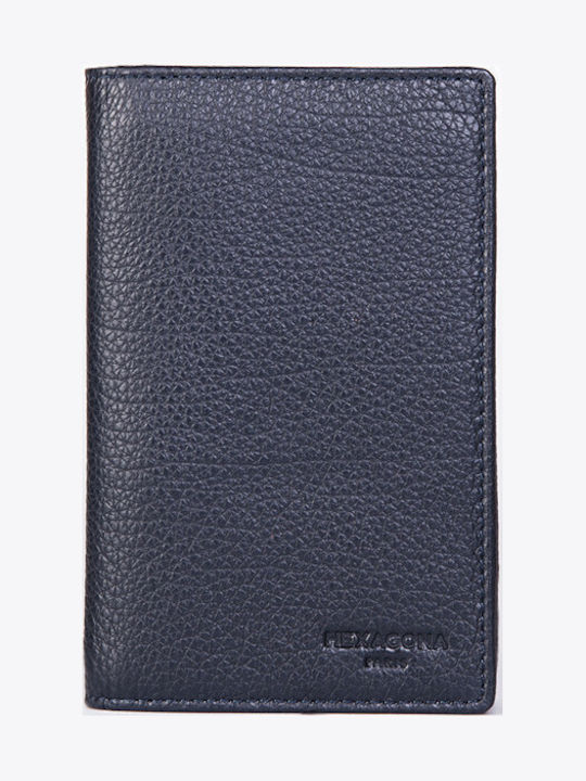 Hexagona Leather Men's Wallet Cards with RFID Blue