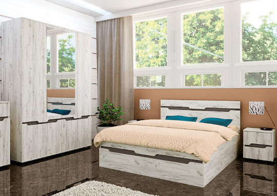Set De Mobilier Pentru Dormitor Talina Alb / Gri 140x200cm 4 Bucăți