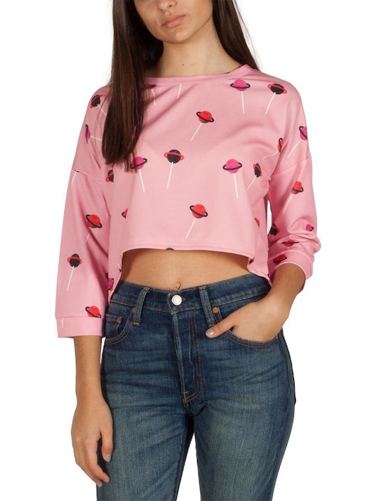 Migle + Me Women's Crop Top with 3/4 Sleeve Pink