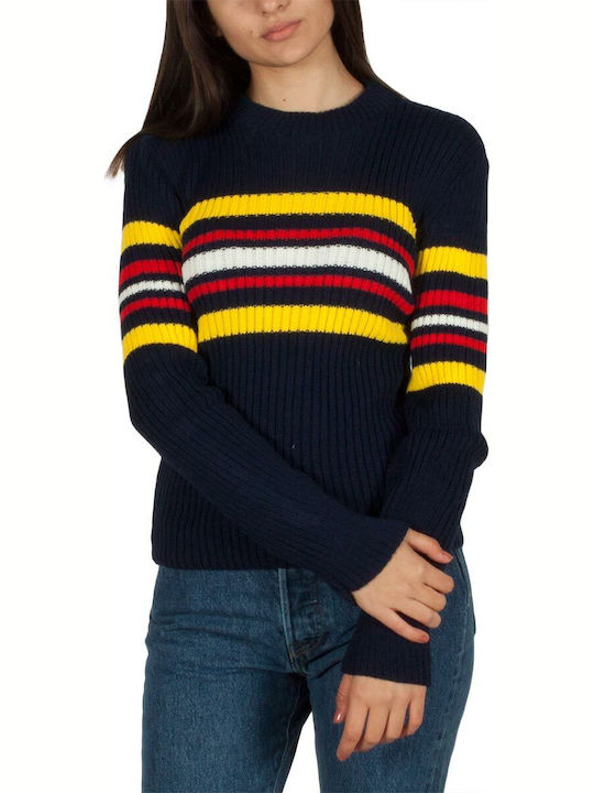 Daisy Street Women's Long Sleeve Sweater Striped Navy