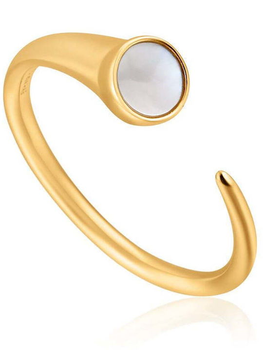 Ania Haie Damen Ring mit Perlen aus Silber Vergoldet