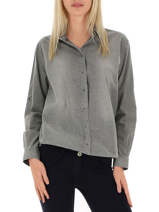 Freddy Women's Polka Dot Long Sleeve Shirt Gray