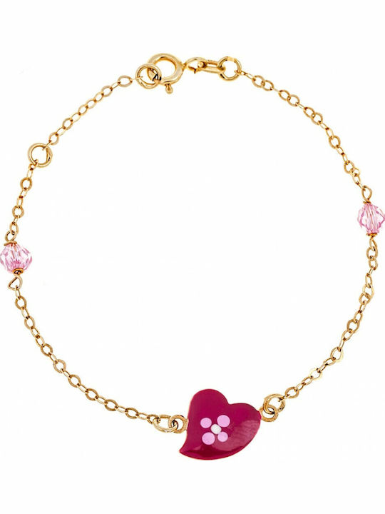 Women's Bracelet Chain with design Heart made of Gold 14K