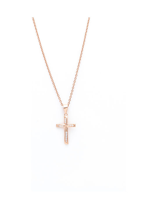 Cross from Rose Gold Plated Silver with Chain