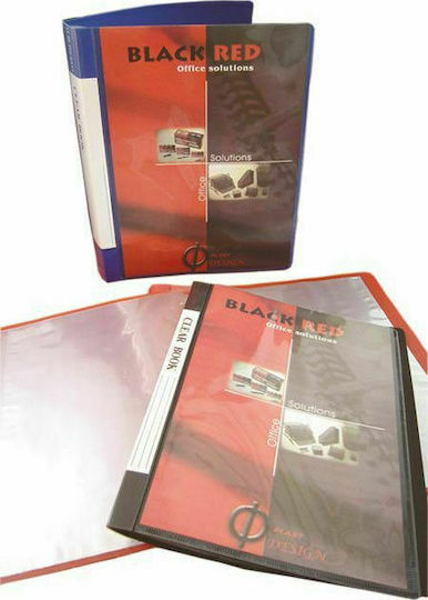 Black Red Clipboard Flexible with 60 plastic sleeves Slides for Paper A4 Black 1pcs
