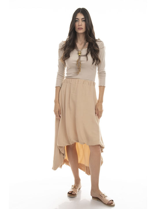 Raffaella Collection Midi Skirt in Beige color