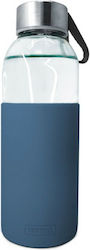 Vin Bouquet Glass Water Bottle with Screw Cap Blue 400ml