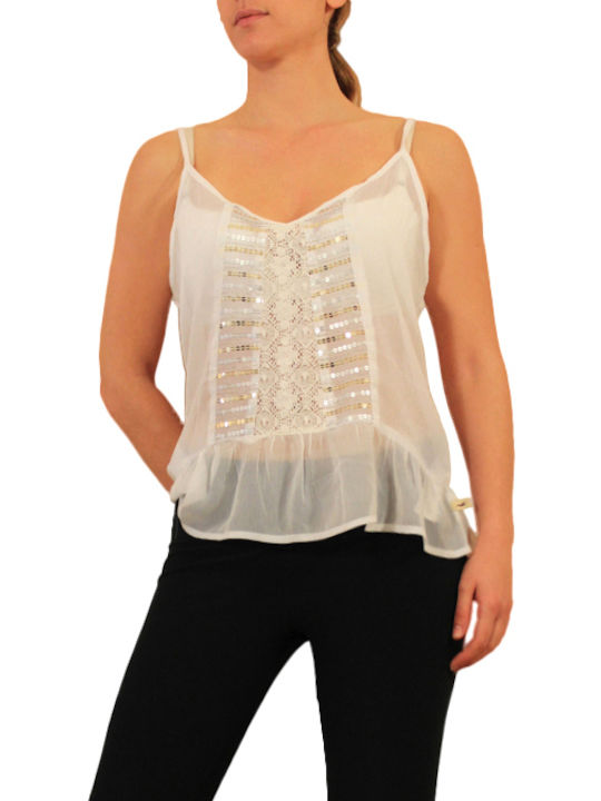 Hollister Women's Summer Blouse with Straps White