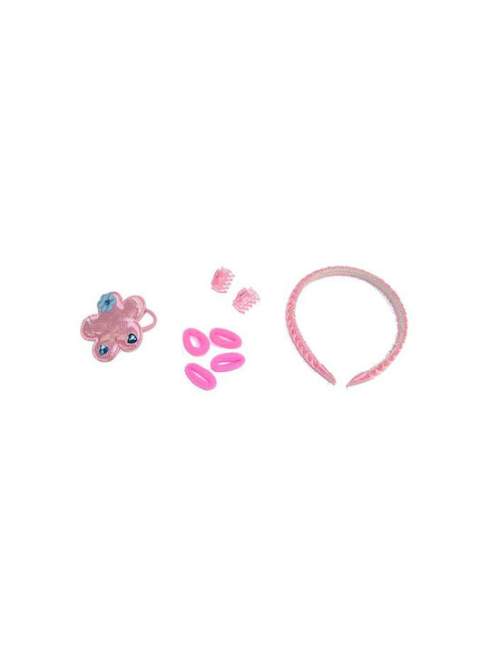 Kids Hair Clips Set with Hair Clasp / Rubber Band / Headband Flower in Pink Color