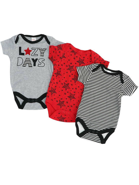 Soft Touch Baby Bodysuit Underwear Set Short-Sleeved Red