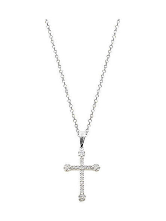 White Gold Cross 14K with Chain