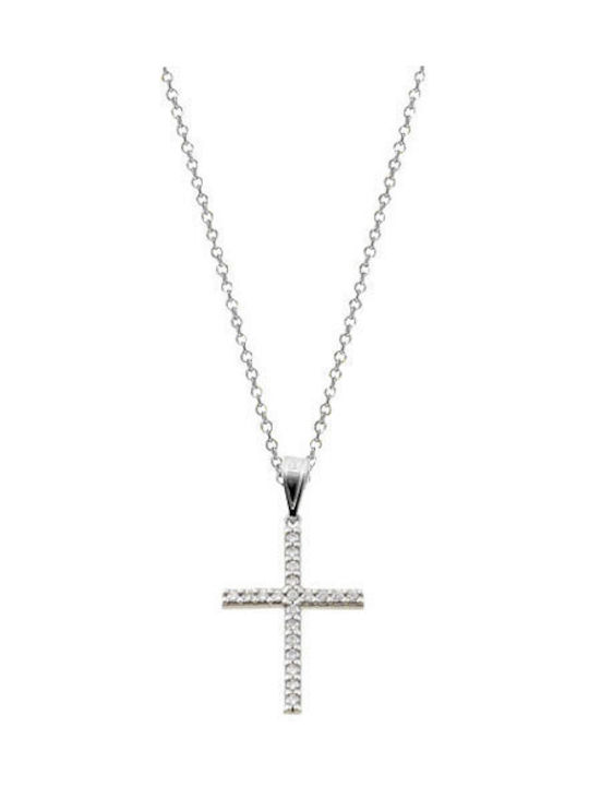 Weißgold Kreuz 14K mit Kette