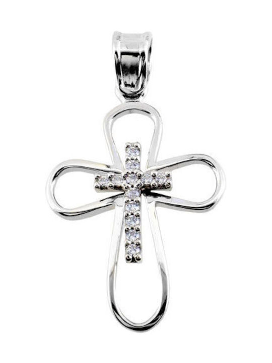 Damen Weißgold Kreuz 14K