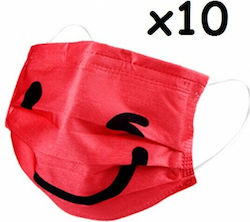 Smile Маска за защита за деца Червен 10бр