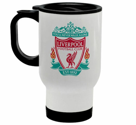 Koupakoupa Liverpool Ποτήρι Θερμός Ανοξείδωτο 450ml Λευκό με Λαβή