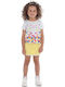 Kids' Set with Skirt Summer 2pcs White Jersey T-shirt+mini Skirt