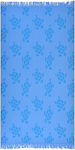 Παρεοπετσέτα Χελώνες Blue Beach Towel with Fringes 170x90cm