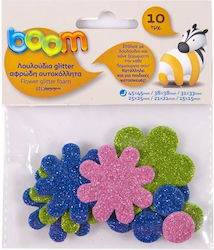 Boom Χειροτεχνιασ Glitter Διακοσμητικό Λουλούδι για DIY Κατασκευές 10τμχ