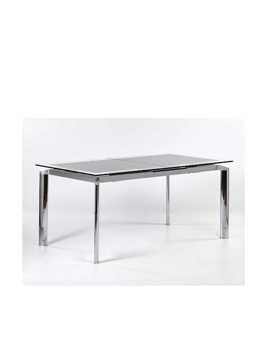 Table Kitchen with Glass Surface Silver 160x50x73cm