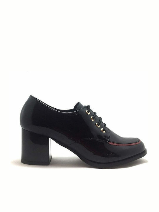 Women's Patent Leather Oxford Boots Black