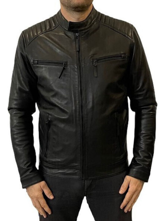 MARKOS LEATHER Biker Leather Jacket Black