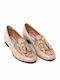 Leder Damen Mokassins in Beige Farbe