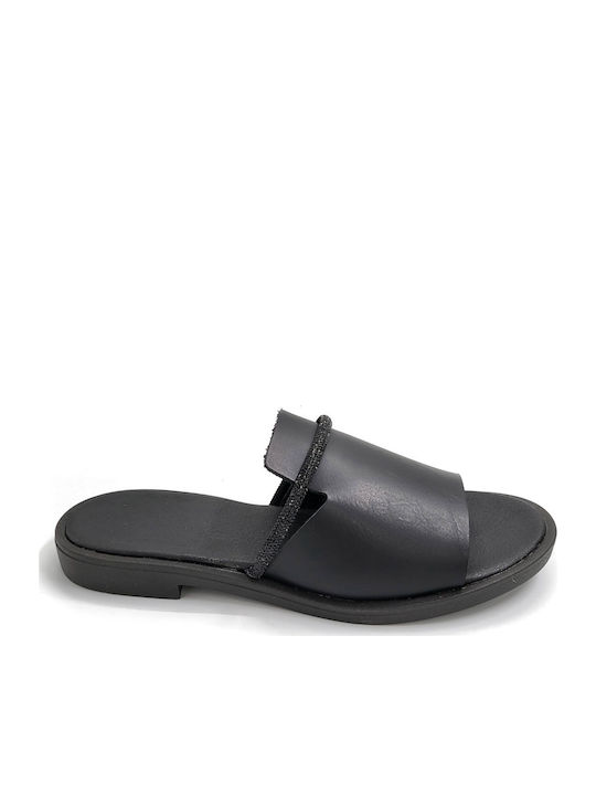 Shoelover Leather Women's Flat Sandals in Black...