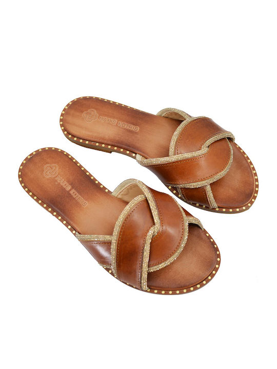 Dermatina 100 Sandale Casual Damă din Piele Tabac