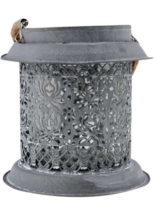 Zen Collection Χριστουγεννιάτικο Μεταλλικό Φαναράκι Γκρι 17x13εκ.