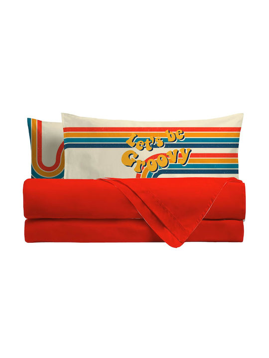 Amo La Casa Sheet Sets King Size with Elastic 240x290cm. Coral 4pcs