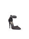 Ellen Pointed Toe Stiletto Black High Heels with Strap