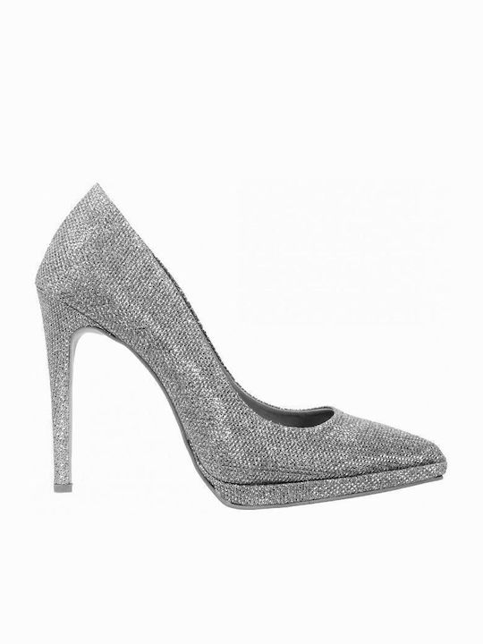 Stefania Pointed Toe Silver Heels