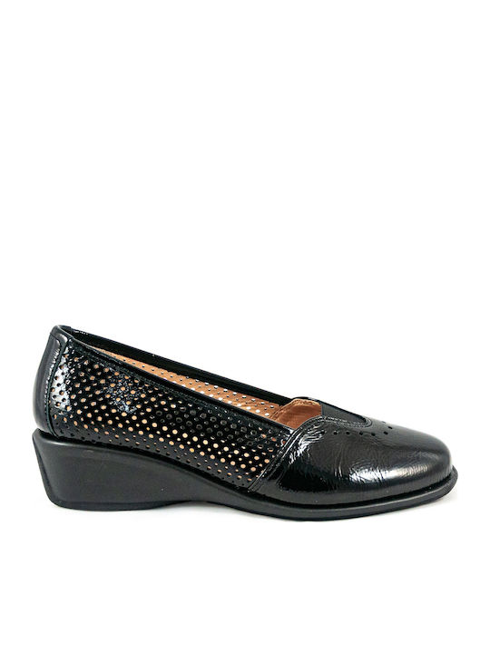 Lackleder Damen Mokassins in Schwarz Farbe