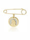 Ekan Child Safety Pin made of Gold and White Gold 14K with Icon of the Virgin Mary