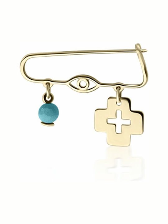 Ekan Child Safety Pin made of Gold 14K with Cross