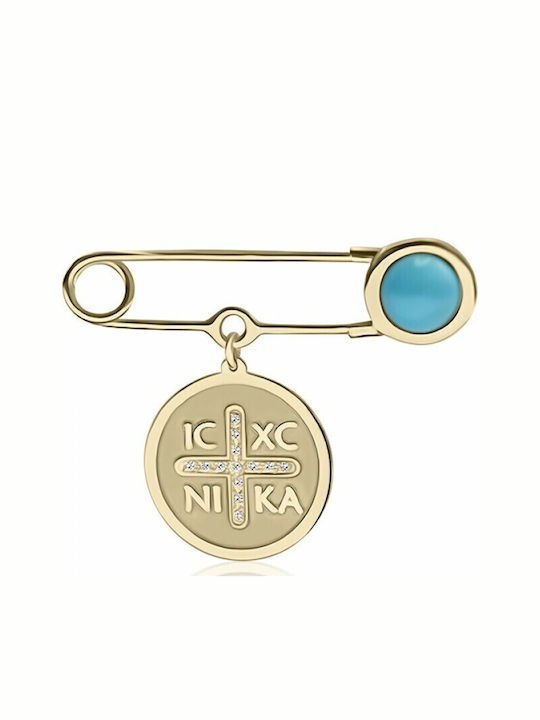 Ekan Child Safety Pin made of Gold 14K with Constantinato for Boy