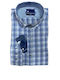 Long-sleeved Cotton Shirt Checked Blue